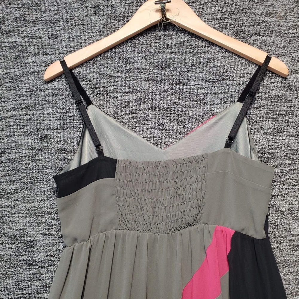 Soma Cami Maxi Dress Women Small Gray Black Pink Colorblock Boho Gown Flowy Chic - Picture 5 of 12